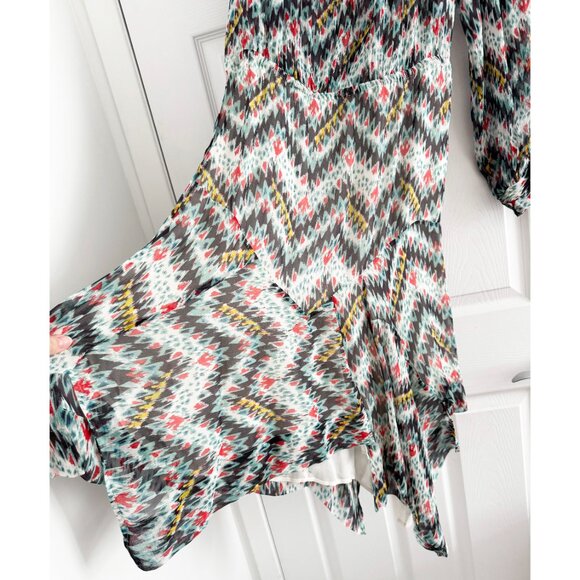 Isabel Marant Etoile "Enna" Asymetrical Printed Silk Dress, size 40 (fits 8/10) - Picture 5 of 10